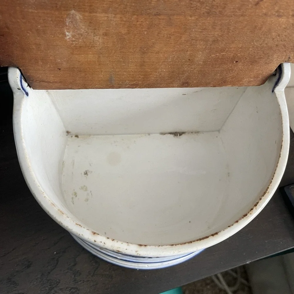 Antique German Blue and white stoneware Salt Box 7